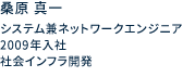 システム兼ネットワークエンジニア 2009年入社 社会インフラ開発