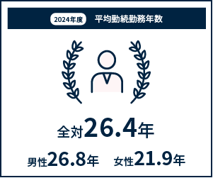 2024年度平均勤続勤務年数 全対26.4年 男性26.8年 女性21.9年
